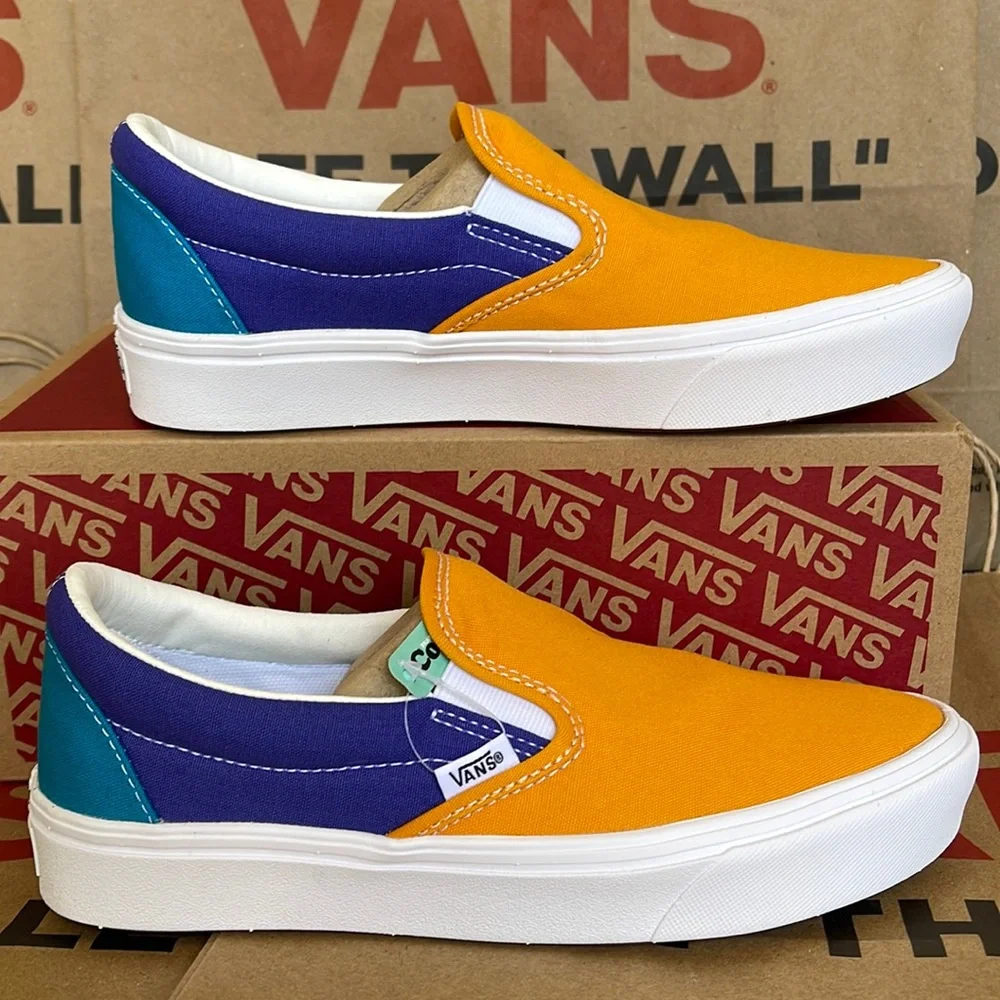 Vans Comfycush Slip-On Multi Block Multi/True White sneakers Men’s - Picture 1 of 16